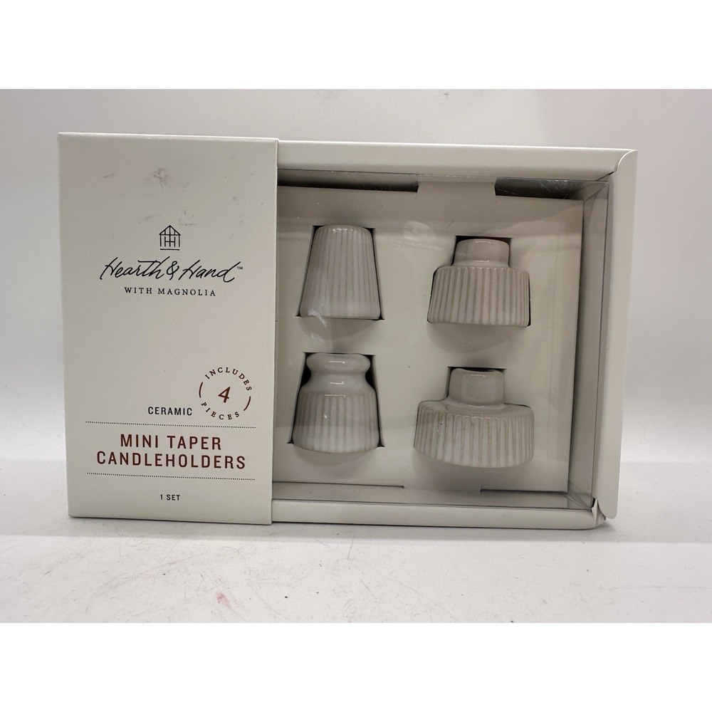 Hearth & Hand Magnolia Mini Taper Candle Holders Set of 4 Ceramic NIB